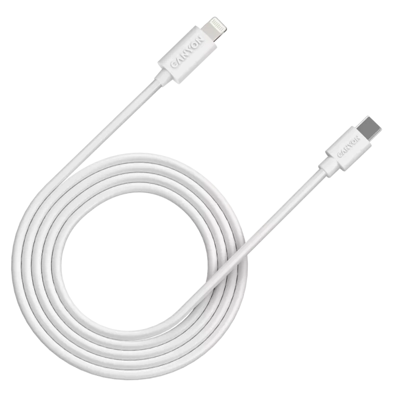 Кабель Canyon CFI12B white (Lightning - USB-C ) 2м 20Вт